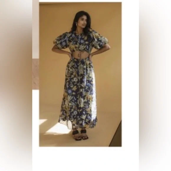 SIR the label Floral Dress in Navy and Yellow - Picture 14 of 14